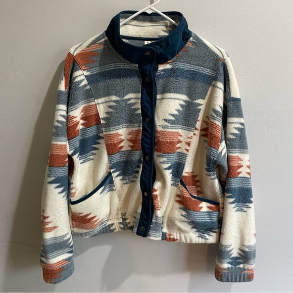 Braxton Jacket: Phoenix Aztec Print BOHO Ivory Bone Mushroom Large Young Hearts - Picture 1 of 8